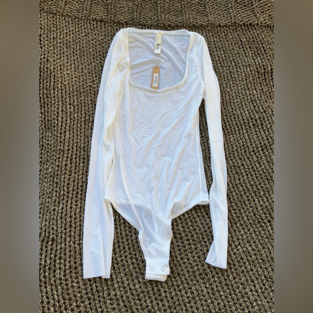 Skin White Long Sleeve Bodysuit